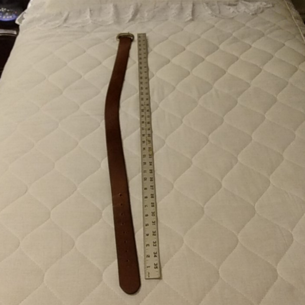 Sz 34 oil tan leather belt brown silvertone buckle